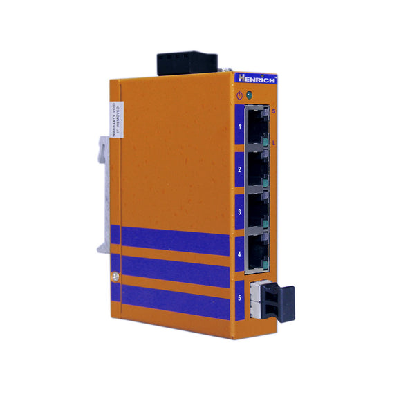 HES5B-LC-VLW -  DIN-Rail Unmanaged, 4 x  100Mbps Copper Port, 1 x Fiber Port, Multi Mode 2KM, LC Interface, Wide Temperature