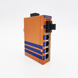 HES5A-SSC-VLW -  DIN-Rail Unmanaged, 4 x  100Mbps Copper Port, 1 x Fiber Port,  Single Mode 20KM, SC Interface, Wide Temperature