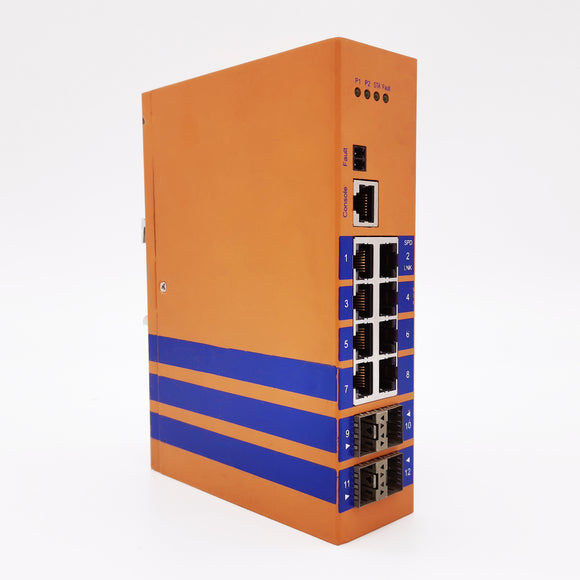 HES12GM-8E-4SFP-VL - DIN-Rail Managed, 8 x  1000Mbps POE Copper Port, 4 x  1000Mbps SFP Fiber Port