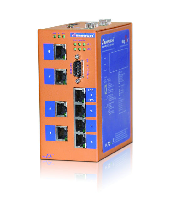HES10M-2G-2SC-VLW - Din-rail Managed, 6 x 100Mbps Copper Port, 2 x 100Mbps Fiber Port, 2 x Gigabit combo port, 2KM, Multi Mode Dual Fiber, SC Interface, Wide Temperature