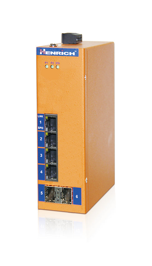 HES6G-2SFP-VL -  DIN-Rail Unmanaged, 4 x 1000Mbps Copper Port, 2 x 1000Mbps SFP Fiber Slot