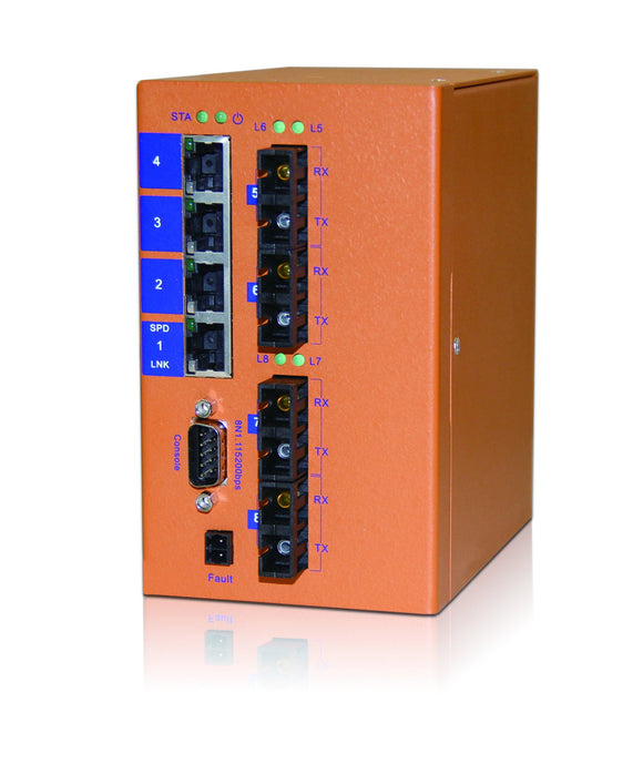 HES8M-2SC-VL - Din-rail Managed, 6 x 100Mbps Copper Port, 2 x 100Mbps Fiber Port, 2KM, Multi Mode Dual Fiber, SC Interface