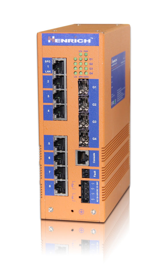 MX6012GLN-12SFP-VLW - Layer 3 Rackmount Managed, 12 x Gigabit SFP Fiber Port, Wide Temperature